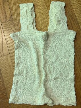 Women’s Textured Cream Tank Top - Soft Square Neck